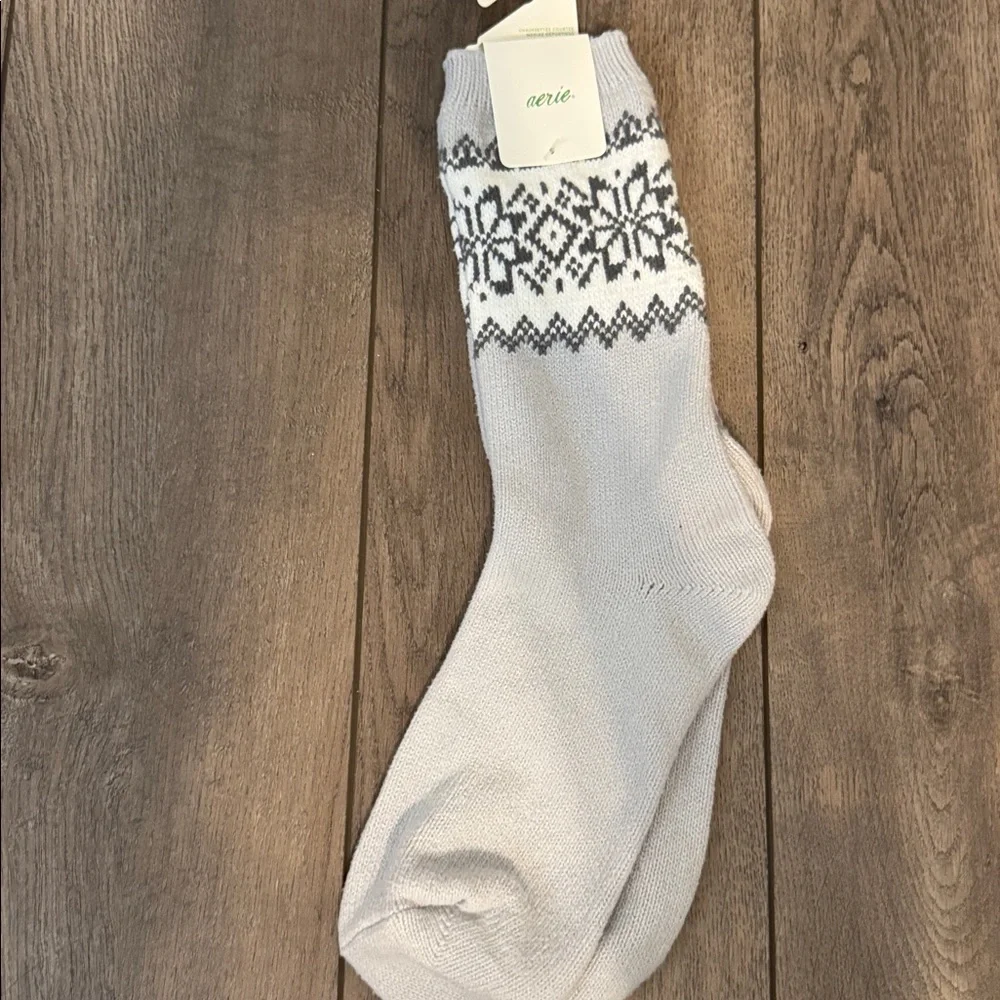 American Eagle Outfitters Festive Crew Socks - Red, Gray, Teal